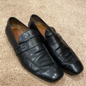 Gucci mens loafer drivers slip on shoes GG logo black leather $795